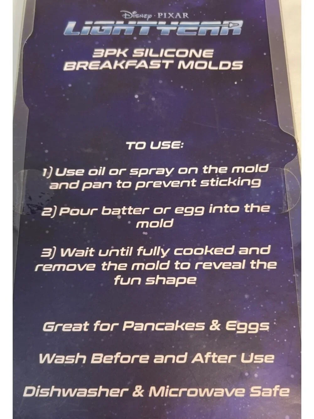 Disney Pixar Lightyear 3-Pack Silicone Breakfast Molds For Pancakes & Eggs Dishw